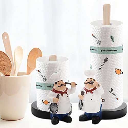Chef Style Paper Towel Holder, Resin Crafts Display Chef Figurines Creative Roll Paper Stand for Countertop Kitchen Cafe Restaurant Dessert Shop Cake Shop Decoration