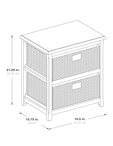 OSP Home Furnishings Seabrook Storage Tower with Solid Wood Frame and Natural Baskets, 2-Drawer, Espresso Finish - color: Espresso Finish, size: 2-Drawer