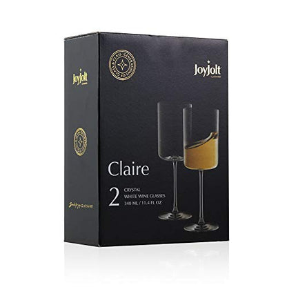 JoyJolt Claire 11.4oz White Wine Glass Set of 2, Elegant Crystal Stemware Stemmed Wine Glasses Made in Europe, Unique and Modern Glasses with Stem - style: White Wine Glasses