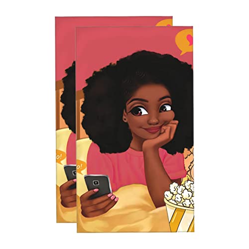 Hand Towels Set of 2 Hand Towels for Bathroom Black Girl Decorative 27.5x16Inch Absorbent Soft for Yoga Gym Spa Hotel Bathroom Kitchen - color: Style20