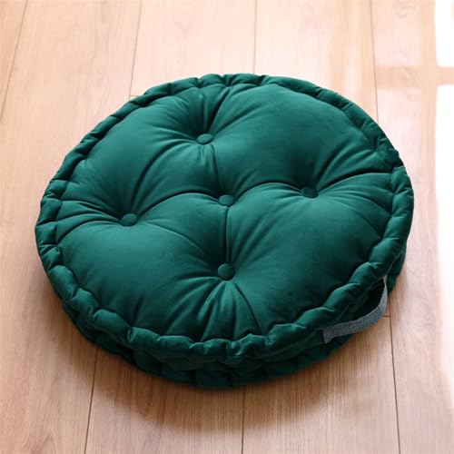 Lifup Round Floor Pillow, Meditation Cushions with Handle Dark Green 20" | Tufted Plush Cushions, Classroom, Balcony, Tatami Living Room, Office & Tatami, Yoga Seating - color: Dark Green