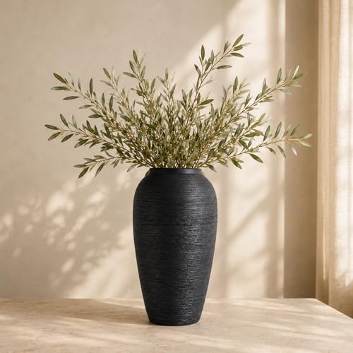 Black Ceramic Vase, 13.8" Tall Matte Vase for Modern Home Decor | Matte Black Ceramic Vase, Water-Safe with 4.5-Inch Opening, for Flowers, Entryways, Shelves and Gifts - color: Matte Black, size: 13.8in
