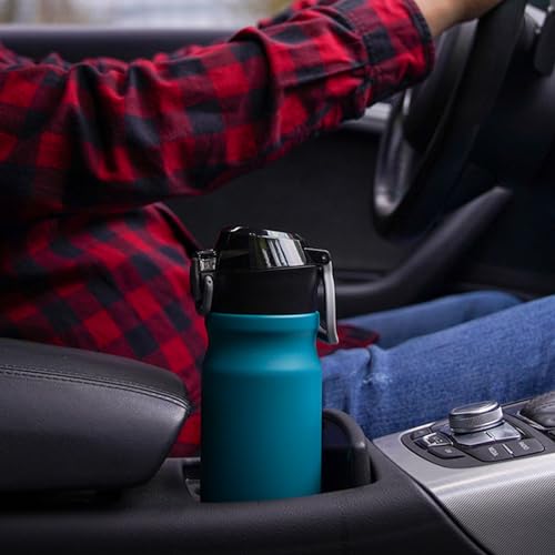 BJPKPK 18 oz Water Bottle with Straw & Handle, Insulated Stainless Flask | Leak Proof Locking Lid, Thermal, Double Wall Vacuum, Keeps Hot/Cold, Dishwasher Safe, Travel & Sports, Indigo Black - color: A-Indigo Black, size: 18 Ounces