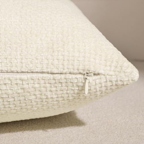 Textured Chenille Pillow Covers 20x20, Pack of 4, Light Brown | Soft textured chenille - color: Neutral Light Brown, size: 20" x 20" (Pack of 4)