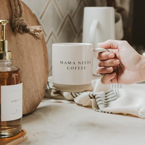 Sweet Water Decor Mama Needs Coffee Stoneware Coffee Mugs - 14Oz Cute Coffee Mugs for Hot & Cold Drinks - Dishwasher & Microwave Safe - Mothers Day Gift - Ideal Tea & Espresso Mugs - style: Mama Needs Coffee
