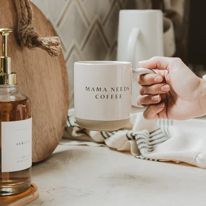 Sweet Water Decor Mama Needs Coffee Stoneware Coffee Mugs - 14Oz Cute Coffee Mugs for Hot & Cold Drinks - Dishwasher & Microwave Safe - Mothers Day Gift - Ideal Tea & Espresso Mugs - style: Mama Needs Coffee