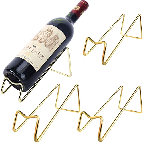 4Pcs Simple Tabletop Wine Display Rack - Wine Bottle Holder, Gift for Kitchen Home Decoration (Golden) - color: Golden, size: 4