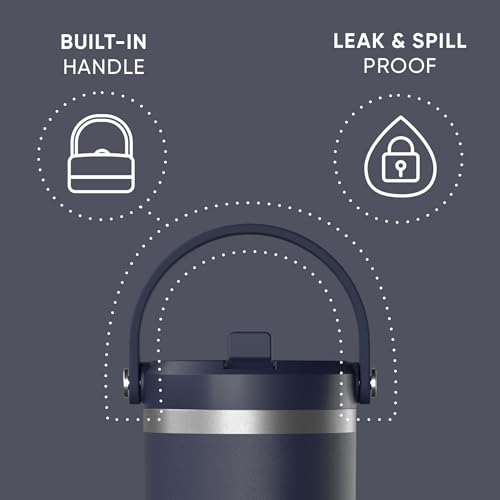 Hydrapeak Nomad 32oz Stainless Steel Insulated Travel Tumbler with Handle & Straw Lid, Leakproof, Cupholder Friendly, Back to School, College Dorm, Gym & Everyday Hydration, Cold 24 Hours (Navy) - color: Navy