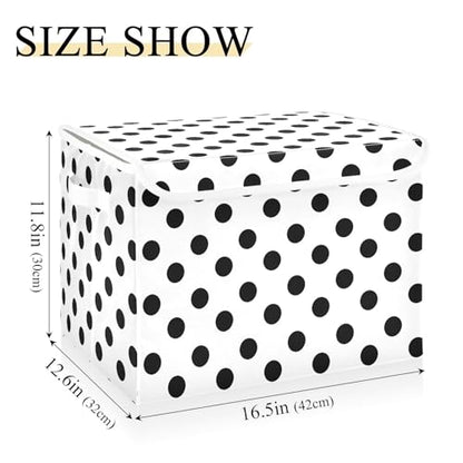 ALAZA Polka Dots Black White Storage Bins Organizer Box Baskets Lidded Clothes for Shelves Closet Collapsible Stackable Storage Cubes Handles