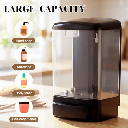 Hushee 4 Pcs Wall Mounted Soap Dispenser,33.8 Oz 1000 Ml,Clear | Manual Press, 1000ml 33.8oz Capacity Clear Window, For Restaurant Bathroom Kitchen Hotel, Liquid Soap Shampoo Dispenser - color: Clear, size: 33.8 oz 1000 ml