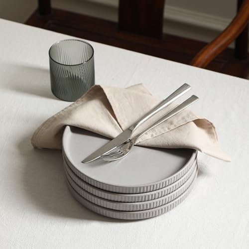 Stone Lain Haven Modern Stoneware 4 Piece Dinner Plates Sets, Dish Set for 4, Reactive Glaze Grey - color: Gray, size: 4-Piece - Dinner Plate