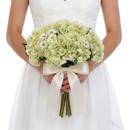 Kimura's Cabin 6pcs Hydrangea Artificial Flowers Fake Hydrangeas,Lime Green | Silk Hydrangea with Stems Faux Flower,Wedding Party Bouquets Arrangements Home Table Centerpieces Decoration Vase Filler - color: Lime Green