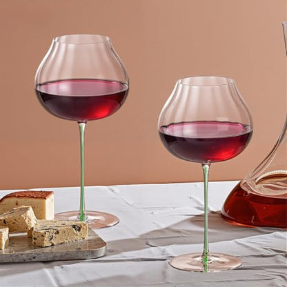 KAMMAK Crystal Red Wine Glasses Set of 2, 24.69 oz Stemmed Glasses, XY018 | Hand Blown, Bordeaux Wine Glasses, Thin Rim & Long Stem, Red & White, Daily Use, Wedding or Birthday Gift for Women - size: 8KPDSXY018