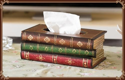 Tosnail Elegant Wooden Antique Book Tissue Holder Dispenser/Novelty Napkin Holder, 10.75 x 6.5 x 4 Inches