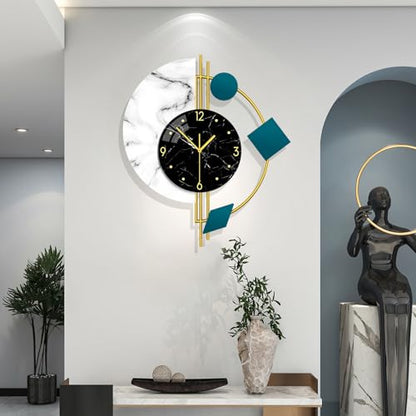 Large Wall Clocks Battery Operated Modern Clock for Living Room | Analog Silent Non-Ticking Bedroom Office Kitchen Home Decor Metal Glass Wall Decoration for Indoor House Gold 19*22 inch - style: Contemporary
