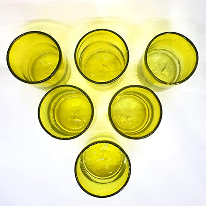 Solid Yellow 9 oz Short Tumblers (set of 6), Recycled Glass, Lead-free, Toxin-Free (9oz Tumbler) - color: Yellow, size: 9 oz