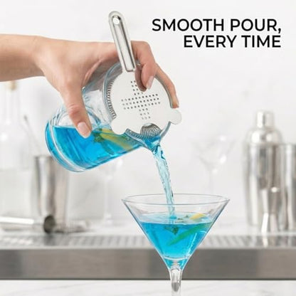 Hawthorne Cocktail Strainer, Food-Grade Stainless Steel Bar Drink Strainer | Hawthorne Cocktail Strainer, High-Density Spring, Food-Grade 304 Stainless Steel, Perfect for Shakers and Mixing Glasses