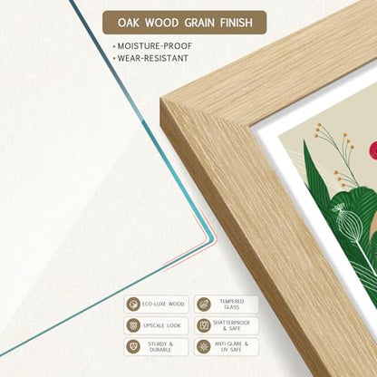 8.5x11 Picture Frame Set of 3 - Light Oak, Natural Wood Certificate & Diploma Frame with HD Tempered Glass, Tabletop Display - color: Oak, size: 8.5 X 11, style: 3 Pack