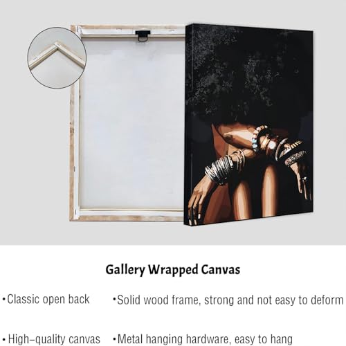 Framed Modern Abstract African American Women Wall Art (Set of 2), Canvas HD Print, Bohemian Black Girl with Energetic Butterfly Decor, Black Inspirational Contemplative Poster, Meditation Inspirational & Trendy Print, Living Room, Bedroom, Bathroom, Offi