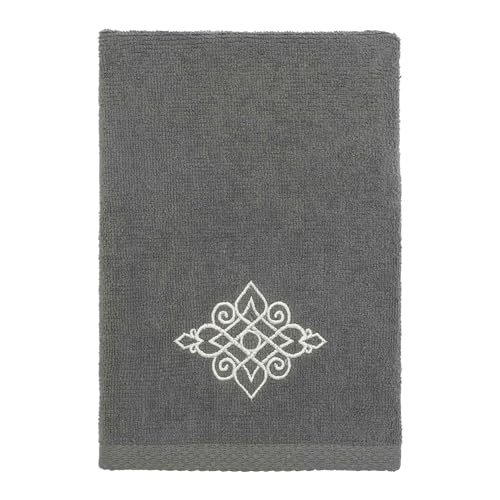 Avanti Linens - 3pc Towel Set, Soft & Absorbent Cotton Towels (Riverview Collection, Nickel) - color: Nickel, size: 3pc Towel Set