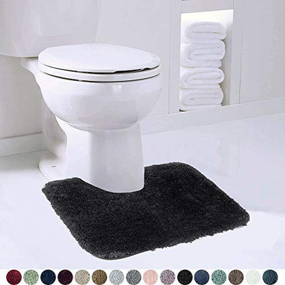 Walensee Shaggy 2 Piece Bath Rug Set - U Shape Contour Rug (20 x 24, Black) & 20 x 32 Bathroom Rug, Plush Machine Wash/Dry Bath Mats, Absorbent Non Slip - color: Black