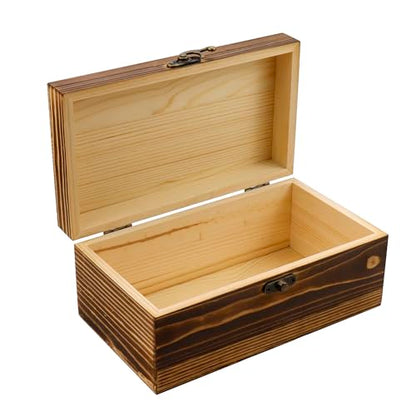 KUMGROT Wooden Box With Hinged Lid - Writable Vintage Gift Box | Handmade Solid Wood Storage for Photos, Jewelry, Coins, Cards - 7.9" x 4.5" x 2.8", Brown - style: Large Rectangular