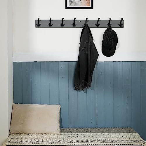 WEBI Rustic Coat Rack Wall Mount,35.43" Long 8 Cast Iron Coat Hooks Wall Mounted,Heavy Duty Wall Coat Hanger Hooks for Hanging Coats,Clothes,Jacket,Gray,2 Packs - color: Gray, size: 35 Inch(2 Packs)