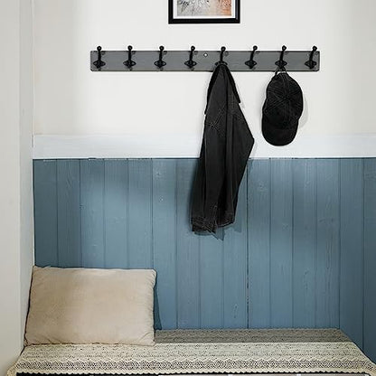 WEBI Rustic Coat Rack Wall Mount,35.43" Long 8 Cast Iron Coat Hooks Wall Mounted,Heavy Duty Wall Coat Hanger Hooks for Hanging Coats,Clothes,Jacket,Gray,2 Packs - color: Gray, size: 35 Inch(2 Packs)