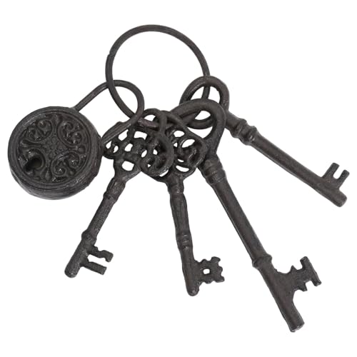 Notakia Large Vintage Cast Iron Skeleton Key Ring Antique Keys Set For Farmhouse Decor, Halloween Party Costume Prop - style: Style-4