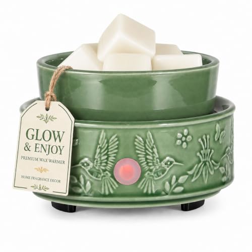 3-in-1 Wax Melt Warmer for Scented Wax, Hummingbird Ceramic Wax Warmer | Fragrances Candle Oils, Home Fragrance Burner,Electric Candle Warmer for Mom Women(Green) - color: Green Hummingbird