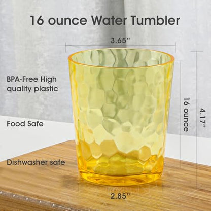 BPA-Free Plastic Tumblers 8 Pack (4x16oz+4×22oz) | Reusable Dishwasher Safe | Stackable Shatterproof Cups | Plastic Drinkware & Drinking Tumblers for Restaurant, Home, Party - color: Many Styles, size: 8-Pack