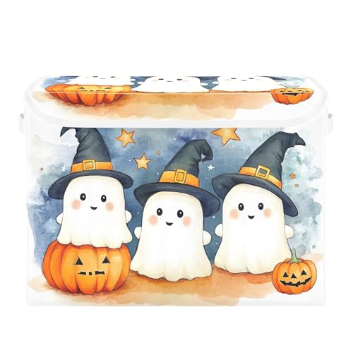 Cute Cartoon Ghosts Storage Bins with Lids and Carrying Handle,Foldable Storage Boxes Organizer Containers Baskets Cube with Cover for Home Bedroom Closet Office - color: Cute Cartoon Ghosts