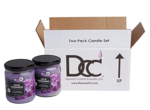 Lilac Blossom Two Pack Odor Eliminating Highly Fragranced Candle - Eliminates 95% of Pet, Smoke, Food, and Other Smells Quickly - Up to 80 Hour Burn time - 12 Ounce Premium Soy Blend - color: Lilac Blossom Twin Pack
