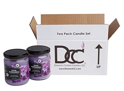 Lilac Blossom Two Pack Odor Eliminating Highly Fragranced Candle - Eliminates 95% of Pet, Smoke, Food, and Other Smells Quickly - Up to 80 Hour Burn time - 12 Ounce Premium Soy Blend - color: Lilac Blossom Twin Pack