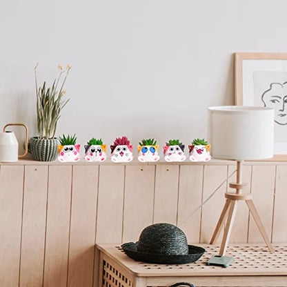 3.4 Inch Cute Succulent Pots with Drainage, Cat Planters for Indoor Plants | Tiny Animal Planters Mini Cat Pots Small Ceramic Flower Pot Cartoon Cactus Plant Pots Set of 6 - color: Cats 6pcs