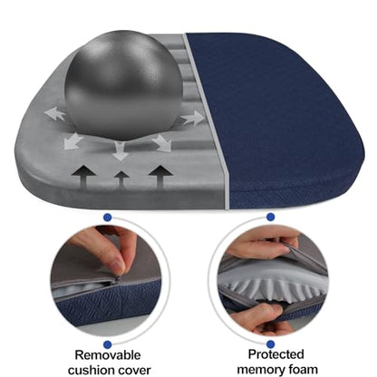 BUYUE Luxury 100% Pure Memory Foam Chair Cushion 1 Pack, Jacquard 16" U-Shape Comfortable Dining Chair Pad, Removable Slip Resistant Kitchen Chair Seat Cushion, (1 piece, Navy Blue) - color: Navy Blue