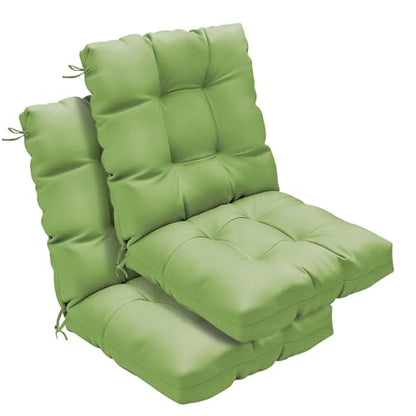 Outdoor Chair Cushions 42x21x4 Inch Set of 2, Olive | Patio Cushions for Dining Rocking Chairs, High Back Soft Seat Pad with Ties, Waterproof Fade Resistant, Indoor Outside Use - color: Olive