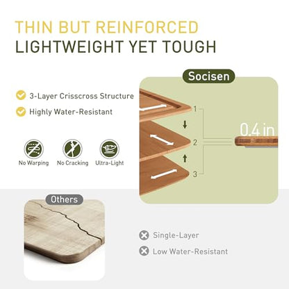 Lightweight Durable Bamboo Cutting Board Set with Non-Slip Feet, Wood Cutting Board for Busy Kitchen, Easy Clean Wooden Chopping Boards with Juice Groove Best House Warming Gift Set of 3 (S+M+L) - color: Carbonized Bamboo(Brown), size: Set of 3 (Small + M