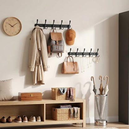 YUNISS Coat Rack Wall Mounted，5 Tri Stainless Steel Coat Hook for Coat Hat Robes Towel in Mudroom Entryway (Black, 1 Pack 5 Hook) - color: Black, size: 1 Pack 5 Hook