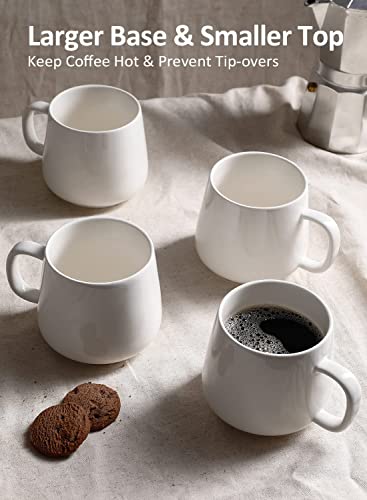 Teocera Coffee Mugs Set of 6-12oz Chip-Resistant Ceramic Cups with Ergonomic Handle | Dishwasher & Microwave Safe White Mugs | Keeps Beverage Hot, Perfect for Family Kitchen & Holiday Gifts - color: White （Set of 6)