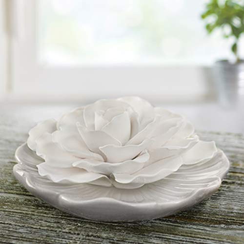 Penny & Rose Ceramic Flower Diffuser | Sunrise Dew Oil Scent | White Plate