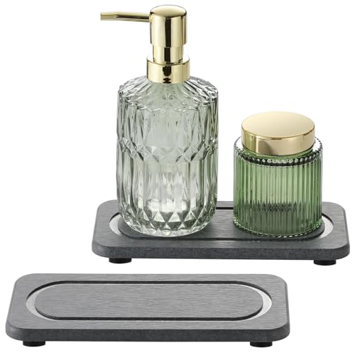 2Pack Diatomite Stone Coasters Water Absorbing Sink Tray for Kitchen & Bathroom Counter, Quick Dry Soap Dish Vanity Caddy, Dispenser Sponge Holder Space Organizer, Dark Gray - 8"x 3.8" - color: 2 Pack - Charcoal - 8"x 3.8"