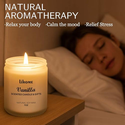 Candles Gifts for Women - Scented Candles, Natural Soy Wax Candles for Home Scented Perfect for Christmas, Birthday, Mother's Day, Vanilla Candle - size: White(7oz)