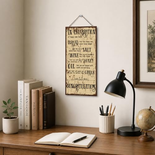 Housewarming Gifts-New Home Congratulations Plaque, Decorative Wood Hanging Sign, Farmhouse Kitchen Decor for New House, Closing Gifts for Home Buyers