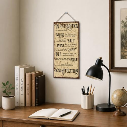 Housewarming Gifts-New Home Congratulations Plaque, Decorative Wood Hanging Sign, Farmhouse Kitchen Decor for New House, Closing Gifts for Home Buyers