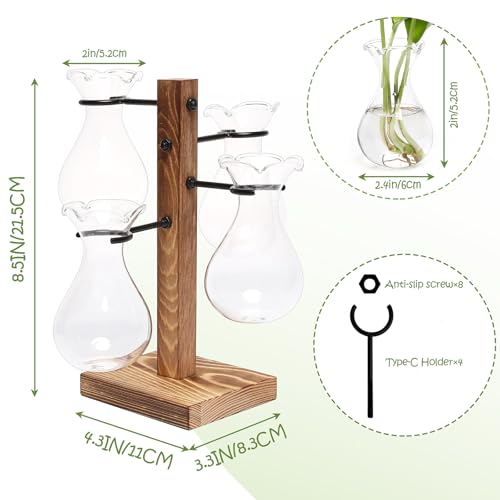 Plants Propagation Stations Bulb Glass Propagation Birthday Gift for Women | Garden Plant Lovers - 4 Bulb - color: Transparent