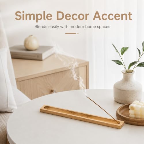 Natural Bamboo Incense Stick Holder Set – 2 Pieces with Ash Catcher Tray for Home Use