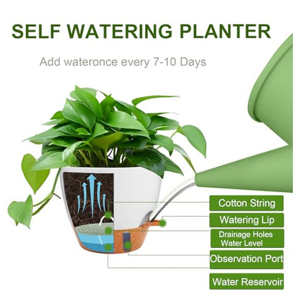 Heybe 3 Pack Self Watering Hanging Planters with Swivel Hanging Chains 20 Inches, 10/9/8 Inch Pots for Indoor Outdoor Plants, White - size: 3 Pack Pot with 20 inch Chains
