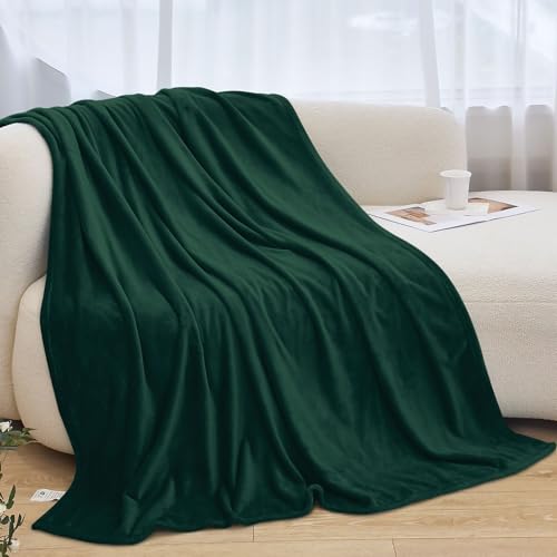 Twin Blanket for Bed, Flannel Fleece Blankets Warm Plush Cozy Blankets for Women, Fuzzy Soft Blanket for Sofa, Couch, Travel, Camping, 60" X 80", Forest Green - color: Forest Green, size: Twin