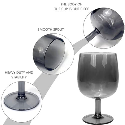 Yalin Set of 6 Unbreakable 12 oz Acrylic Plastic Wine and Water Tumbler Stackable Goblets. (Gray, 12 oz) - color: Gray, size: 12 oz